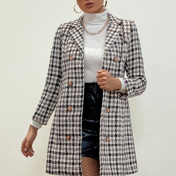 New Double Breasted Plaid Overcoat - Picture 6 of 6